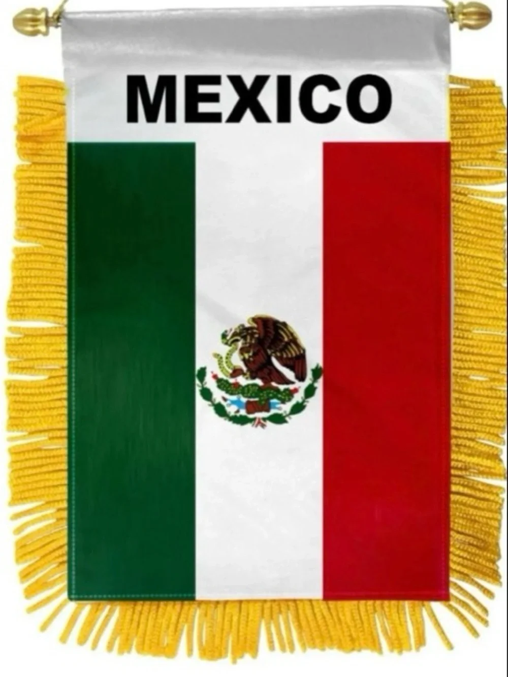 Mexico Mini Banner Car Flag with Gold Fringe - Pack of 2